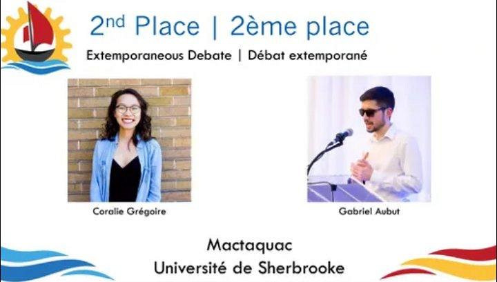 Coralie Grégoire et Gabriel Aubut, Université de Sherbrooke, Faculté de génie,  de l'équipe du débat oratoire