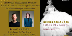 Lancement du livre <em>Reine des ondes, reine des cœurs. L’élection de Miss Radio-Télévision au Québec, 1939-1972 </em>d'Adrien Rannaud à Montréal