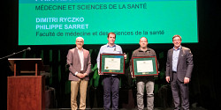 Les professeurs Philippe Sarret et Dimitri Ryczko : fiers récipiendaires du prix Recherche et création en Médecine et en sciences de la santé