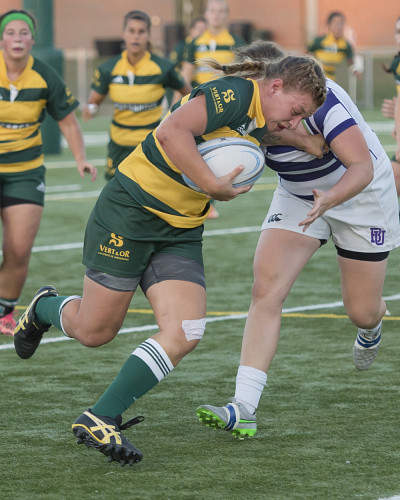 L'&eacute;quipe f&eacute;minine de rugby &eacute;tait au Coulter Field de l'Universit&eacute; Bishop's dimanche apr&egrave;s-midiPhoto: Yves Longpr&eacute;/Vert & Or