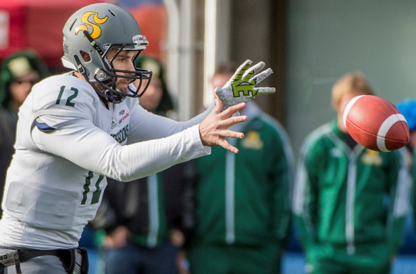 Le quart-arri&egrave;re du Vert & Or J&eacute;r&eacute;mi Roch