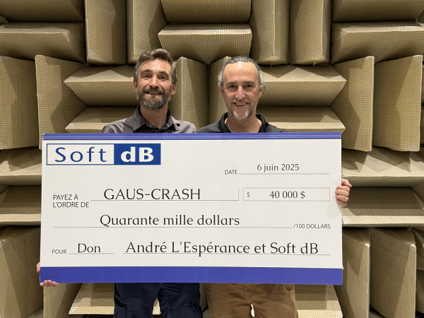 Olivier Robin, professeur en g&eacute;nie m&eacute;canique &agrave; la Facult&eacute; de g&eacute;nie et membre du CRASH-UdeS; Anthony G&eacute;rard, directeur consultation acoustique et vibration et associ&eacute;,&nbsp;Soft dB.
