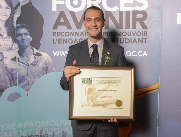 Marc-Antoine Marquis, étudiant en médecine, était finaliste dans la catégorie Personnalité 1er cycle.