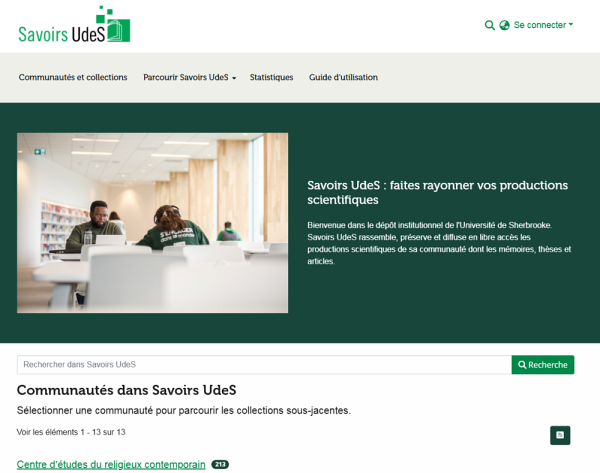 Aper&ccedil;u de la nouvelle interface de Savoirs UdeS
