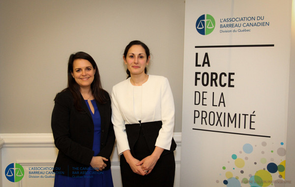 Kristine Plouffe-Malette en compagnie de Me Audrey Boctor, présidente de l’ABC-Québec.