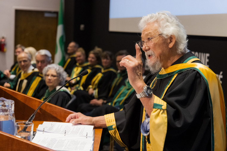 Using his candor, David Suzuki reminded us that climate change is everyone's business.  Photo: Mathieu Lanthier - UdeS