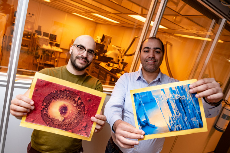 Les deux finalistes du concours La preuve par l'image, Yosri Ayadi et Ahmed Chakroun, chercheurs postdoctoraux respectivement au 3IT et chez IBM à Bromont.