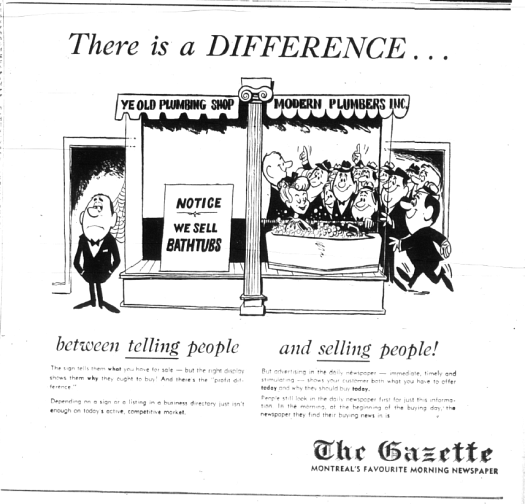 « There is a DIFFERENCE… » : The Gazette fait la promotion de ses services publicitaires, mettant l’accent sur le succès d’une campagne de publicité moderne.