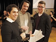 Maxime Fortin, Robin Girard et Samuel Desrosiers, finissants au baccalauréat en composition et musique à l’image