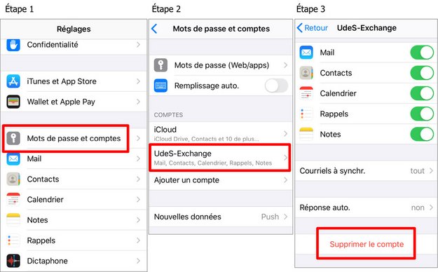 réglages Iphone mot de passe et compte