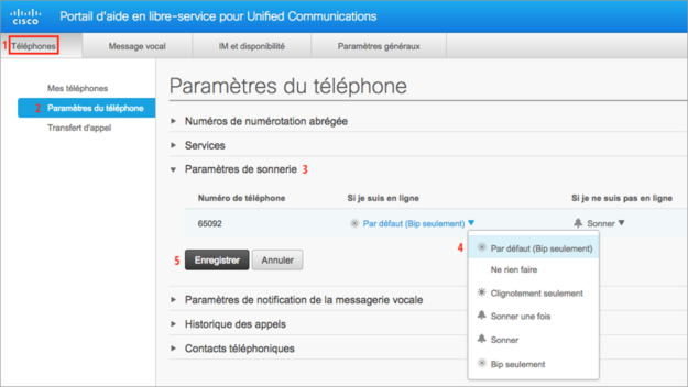Modification des paramètres de sonnerie