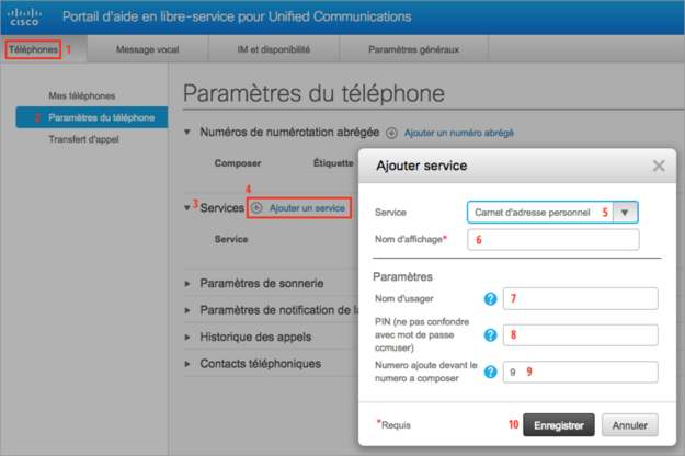 Ajout de services téléphoniques