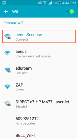 Connecté au réseau aeriusSecurise