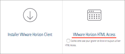 Accès à un poste de travail virtuel VMware Horizon HTML Access