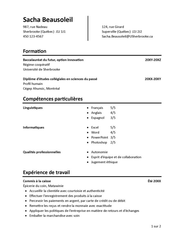 Modèle 1 CV